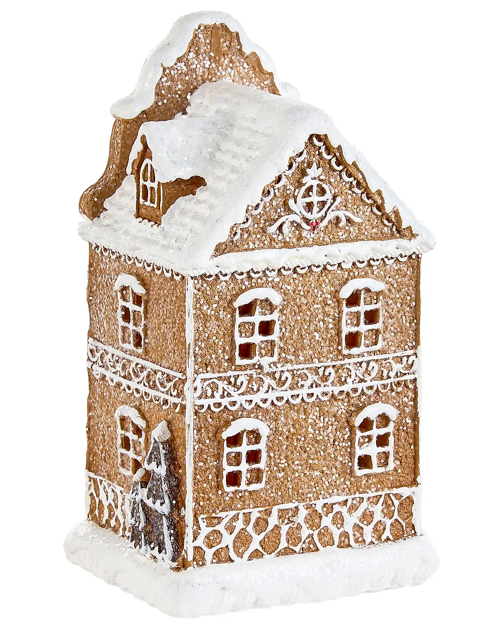 Set med 3 juldekorationer LED RIMPI 21/25/26 cm Hus Brun_1175142