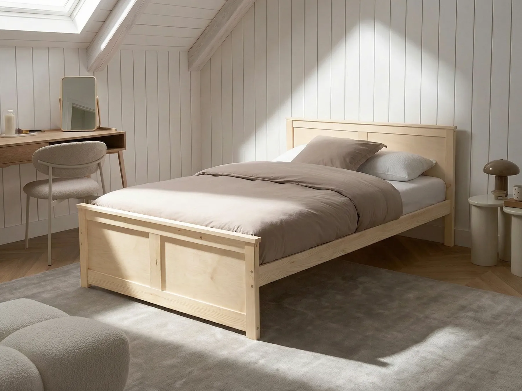 Bed DAUPHIN Pine Wood Light Brown 120 x 200 cm (EU Small Double)_1059817