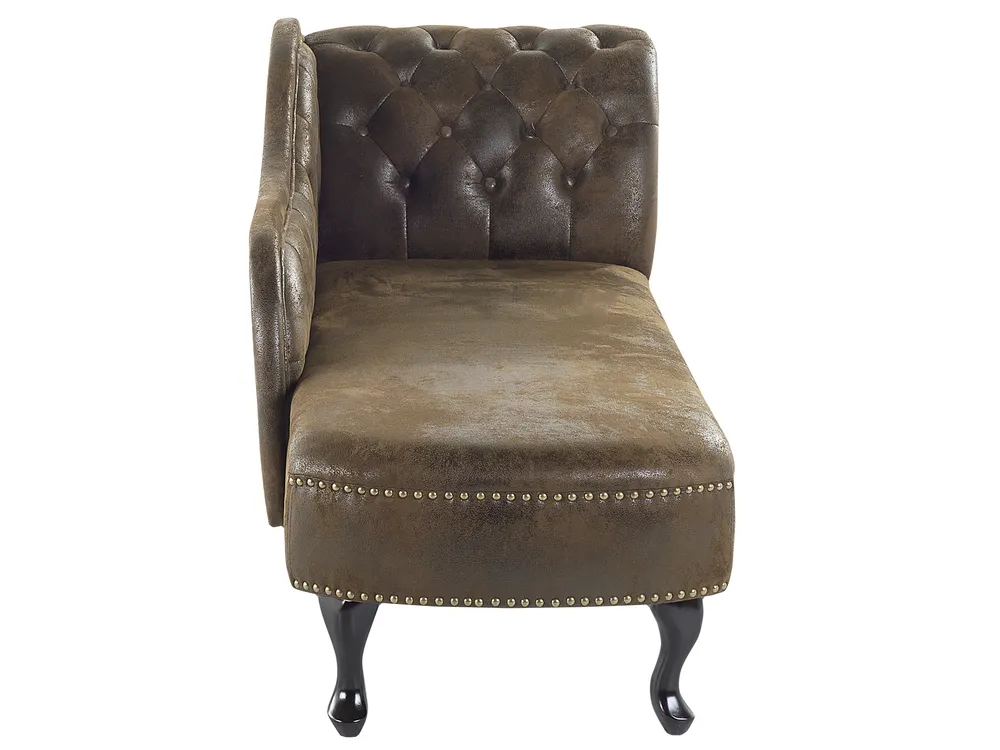 Right-Hand Chaise Longue NIMES Faux Suede Brown_697496