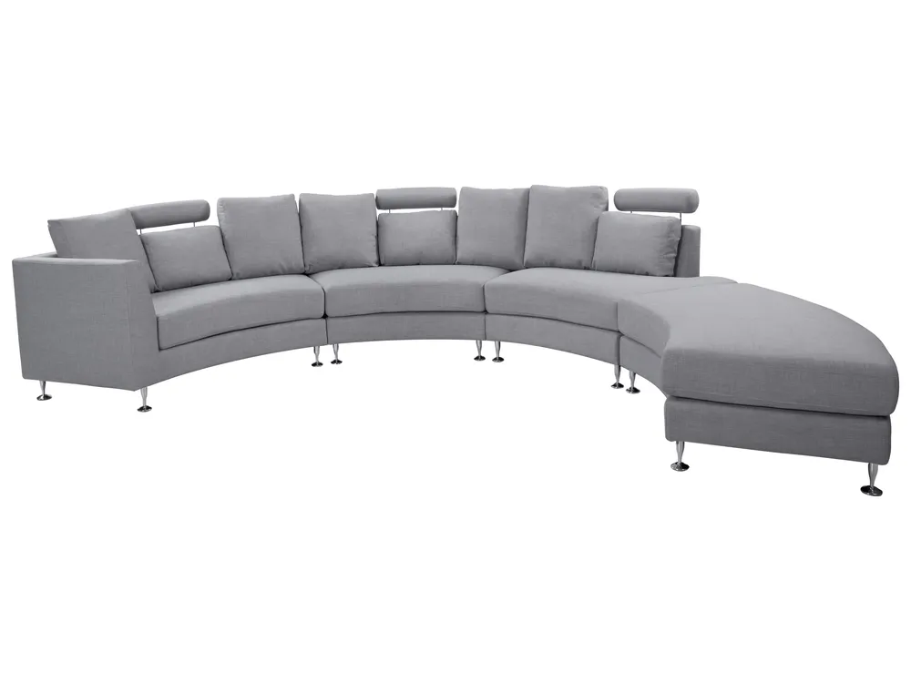 Curved Sofa 7 Seater ROTUNDE Fabric Light Grey