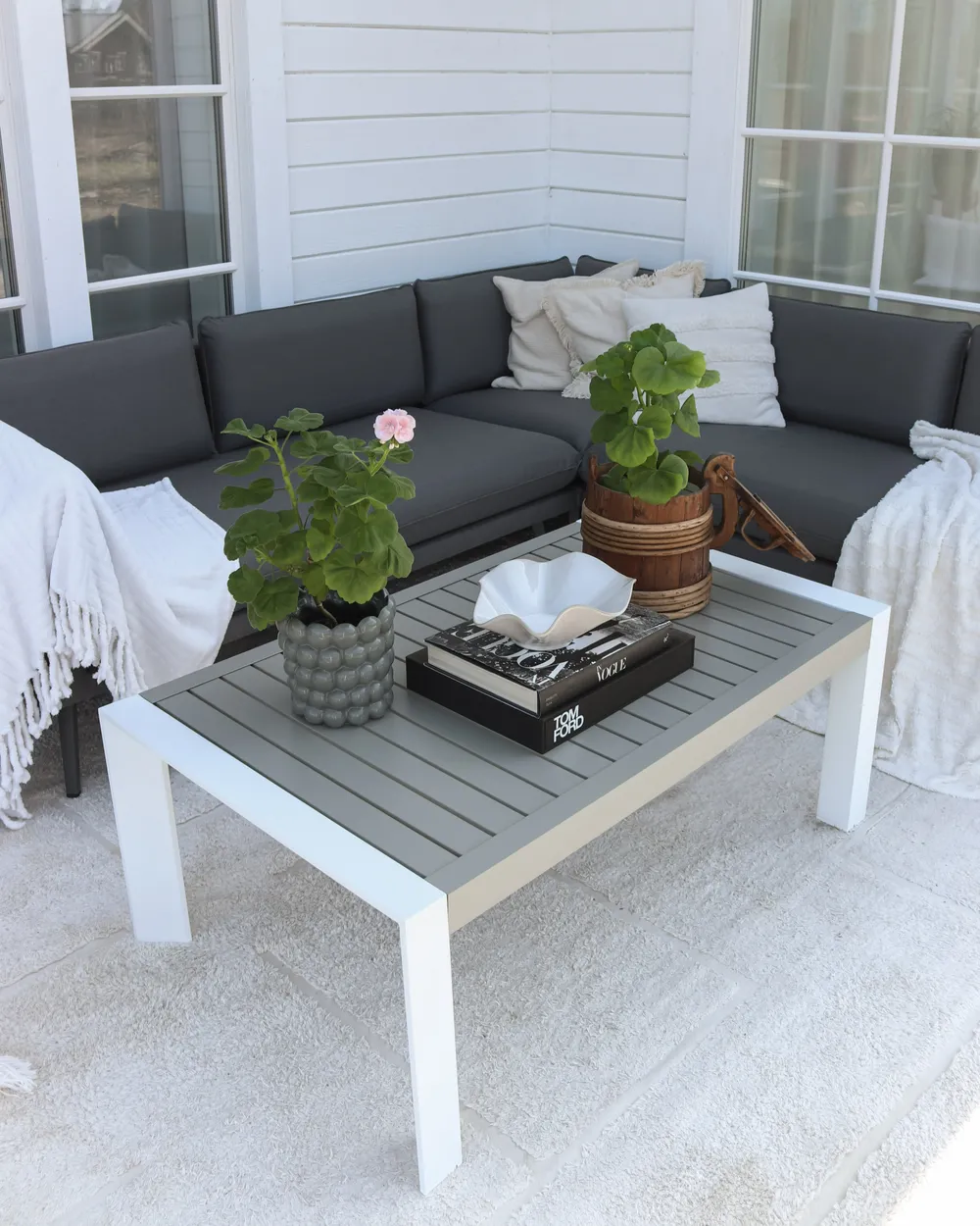 Garden Dining Table CASTELLA 120 cm 70 cm Metal Taupe_983749