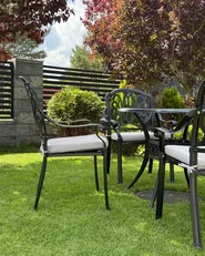 Garden Dining Set 4 Seater ANCONA with Cushions Metal Black_1084585