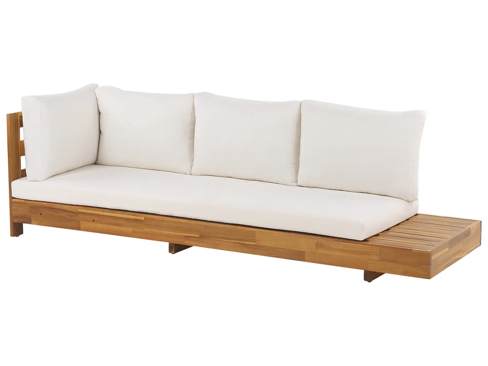 Garden Corner Sofa with Table 5 Seater MARETTIMO Certified Acacia Wood Off-White Right Hand_953842