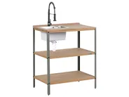 Outdoor Kitchen Island with Sink IVREA Brown/ Black Certified Acacia Wood_988263
