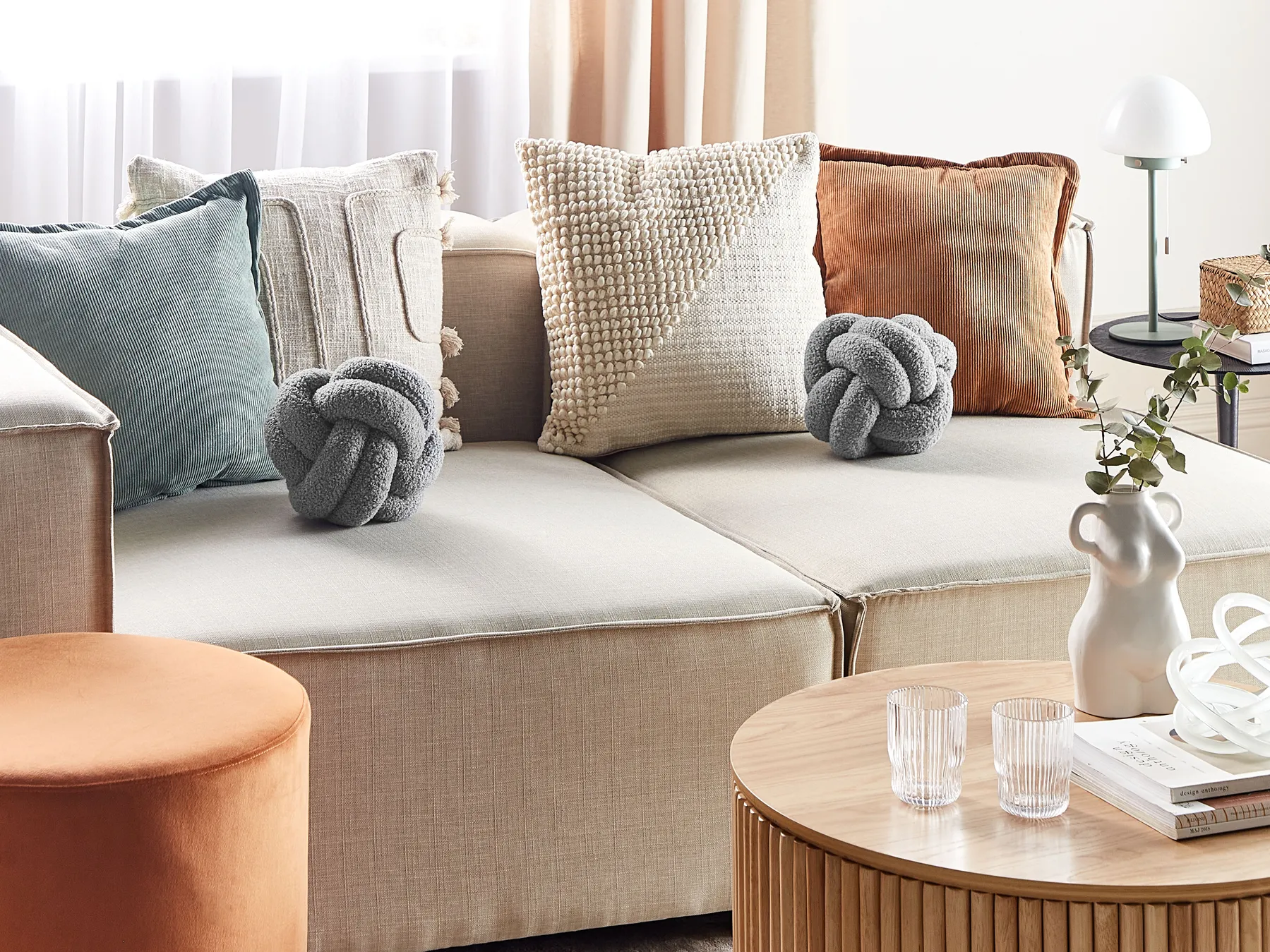 Set of 2 Decorative Cushions MALNI 19 x 19 cm Boucle Grey Solid_854843