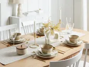 Set of 12 Dinnerware CHIVES Stoneware Light Beige_956458