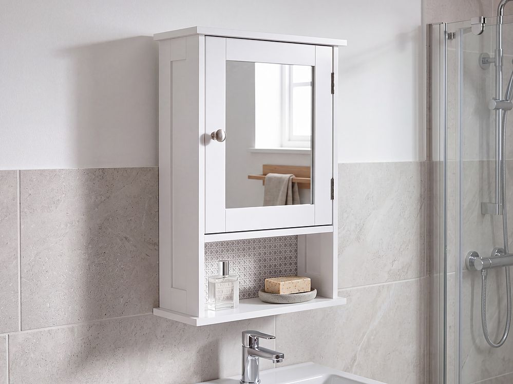Bathroom Wall Mounted Mirror Cabinet HUILA 34 cm x 53 cm White