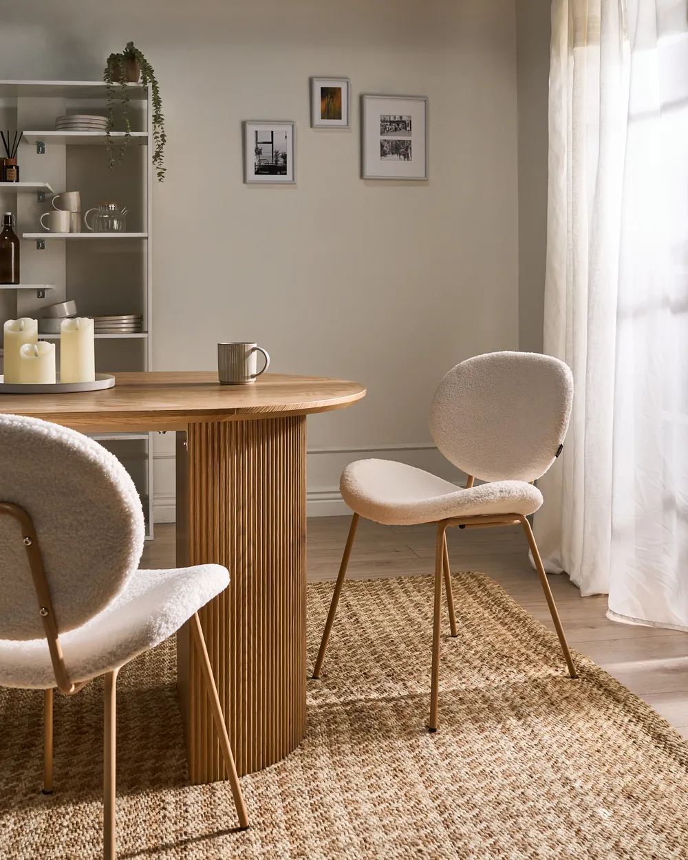 Set of 2 Dining Chairs LUANA Boucle White
