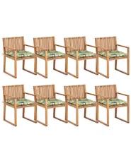 Set of 8 Garden Chairs with Cushions SASSARI II Certified Acacia Wood Green_923944