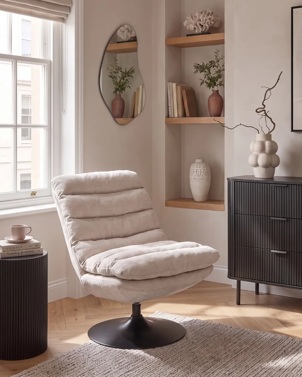 Swivel Armchair HOVET Light Beige