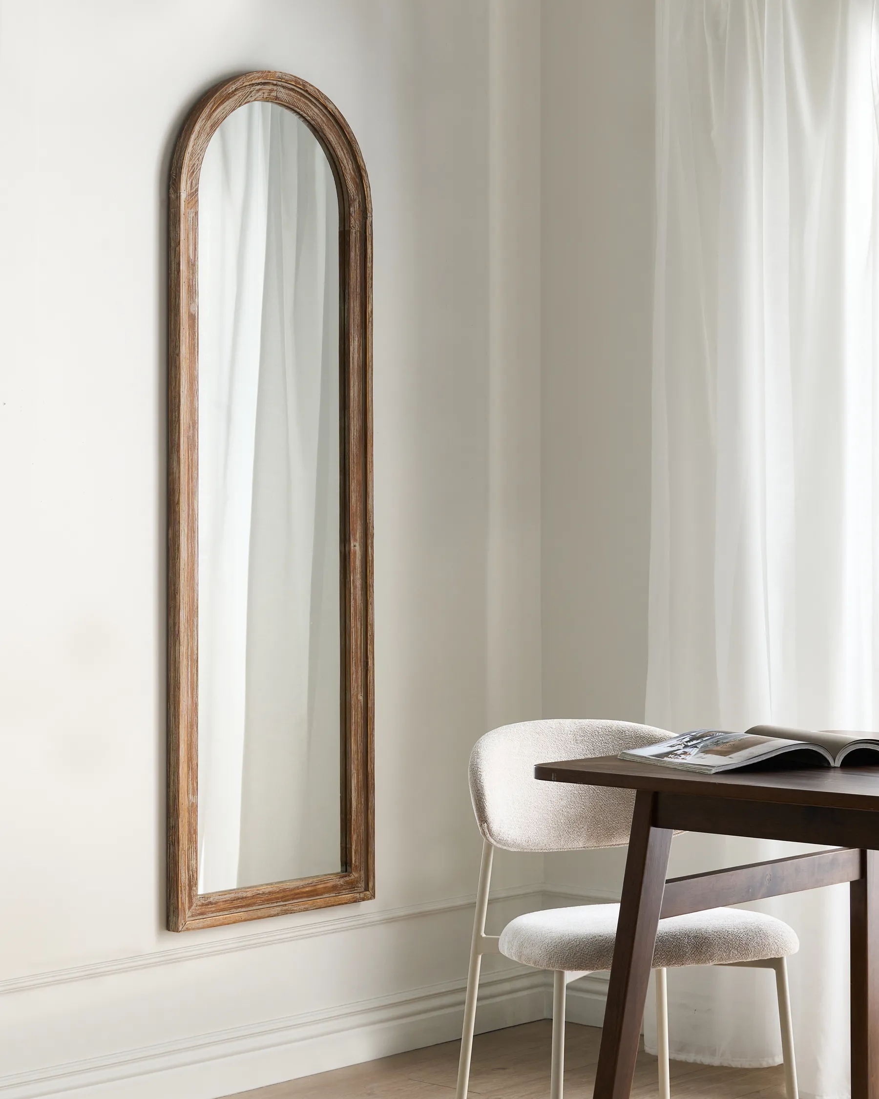 Wall Mirror COIGNY 55 cm 170 cm Fir Wood Light Brown_997664