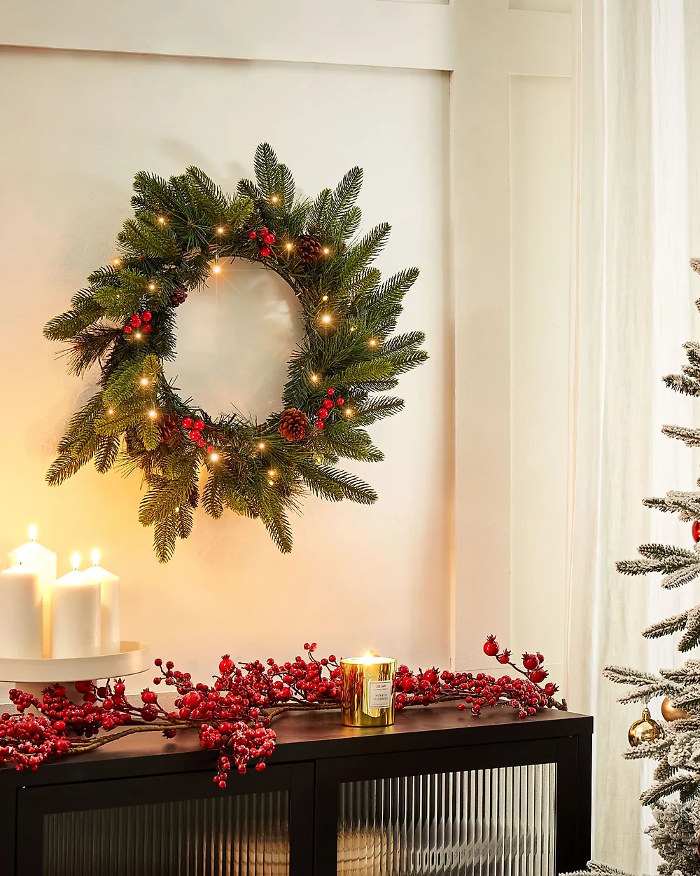 Christmas Wreath LED WHITEHORN 50 cm Dark Green_1184848
