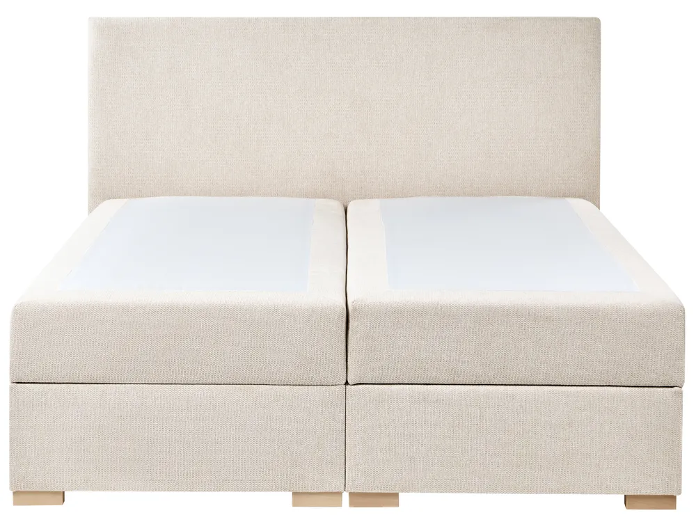 Divan Bed with Storage MAJOR Fabric Light Beige 160 x 200 cm (EU King Size)_1028035