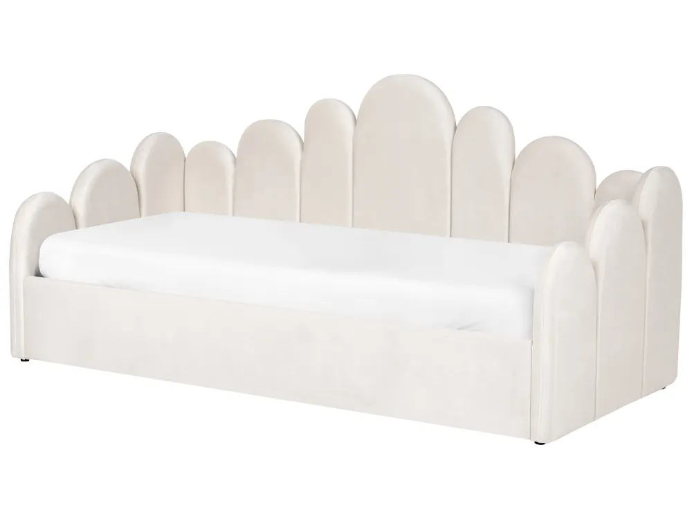 Ottoman Bed POLIGNAC Velvet Light Beige 90 x 200 cm (EU Single)_1081031