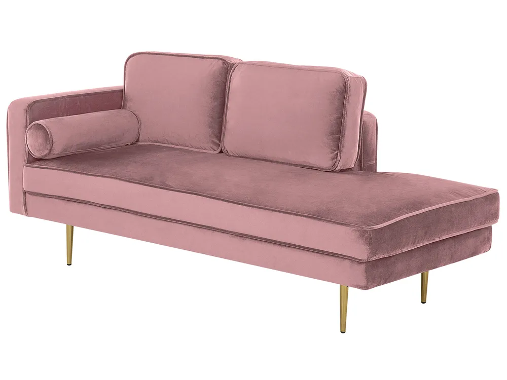 Vänstervänd schäslong MIRAMAS Sammet Rosa_755592