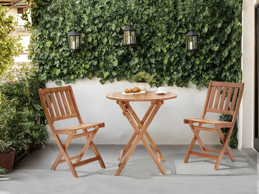 Bistro Set Folding FEBBIO Certified Acacia Wood Brown