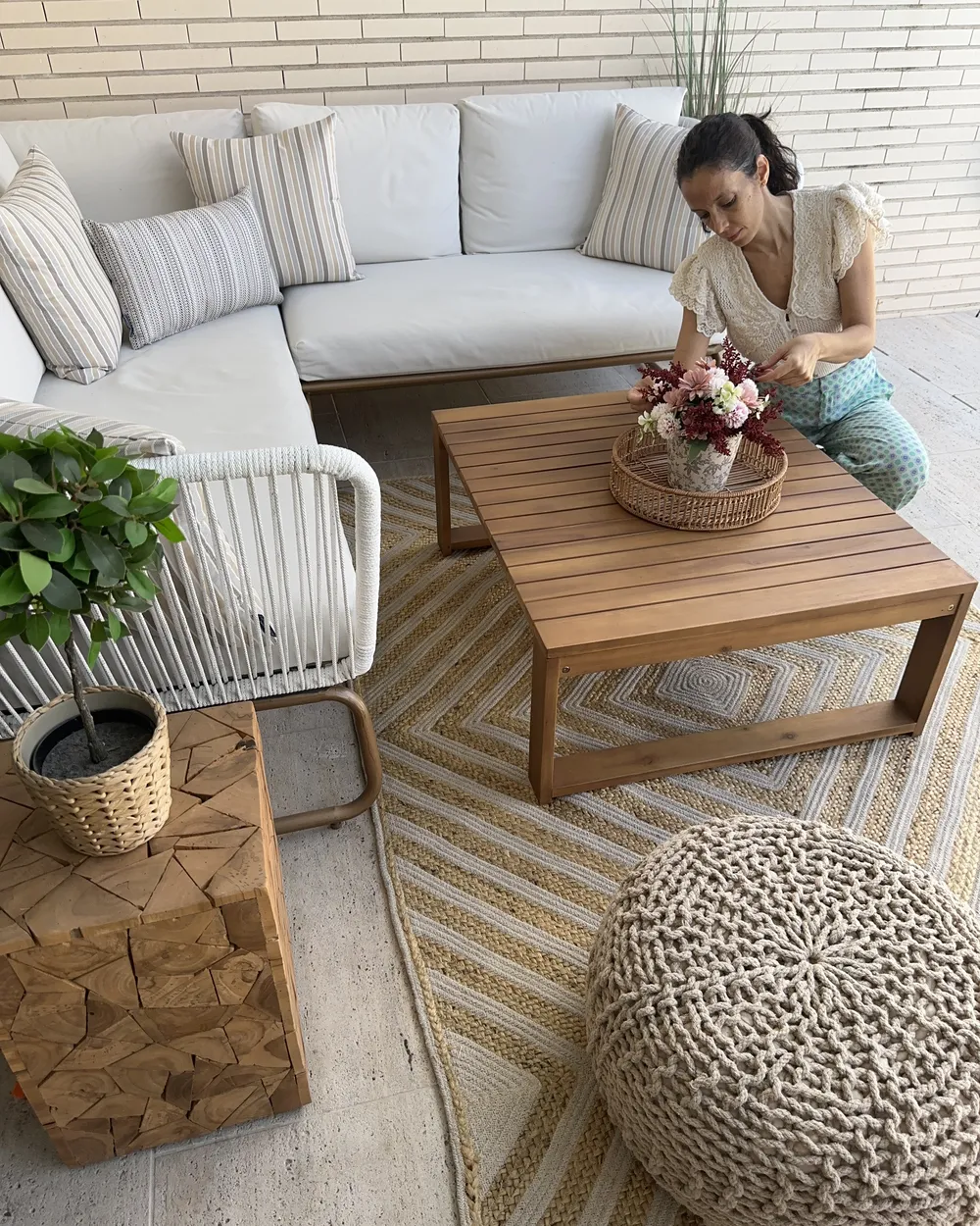 Pouffe PRIENE Cotton Beige_922965