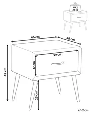1 Drawer Bedside Table FLAYAT Velvet Mustard_817843