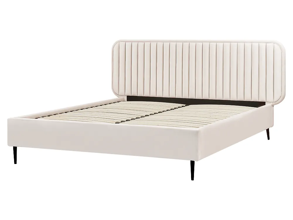 Säng med lamellram Sammet BRIN 160 x 200 cm Beige_1183966