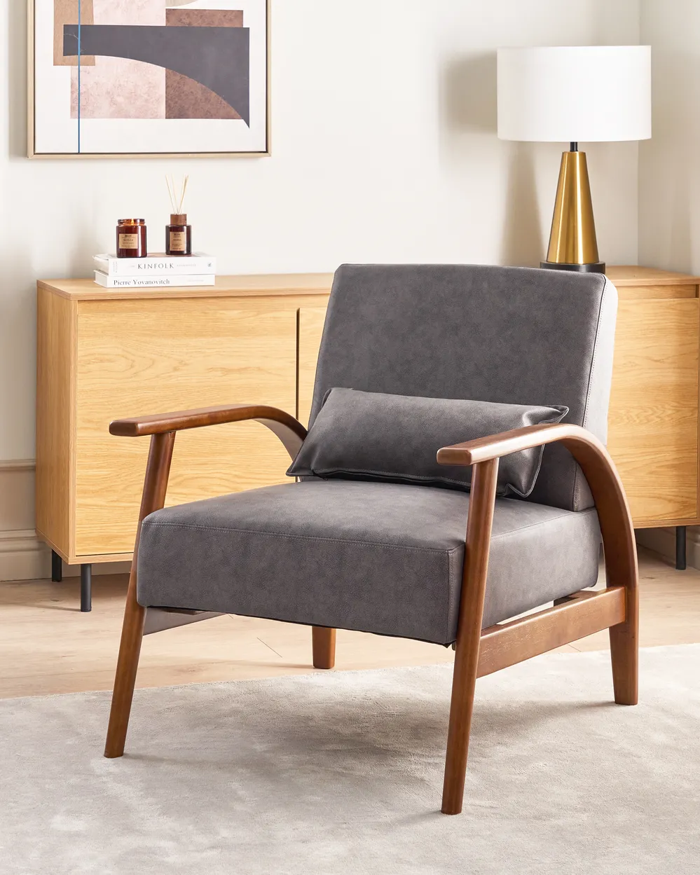 Armchair SKARA Faux Leather Dark Brown