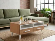 Coffee Table ALLOA with Storage Light Brown/ White_712995