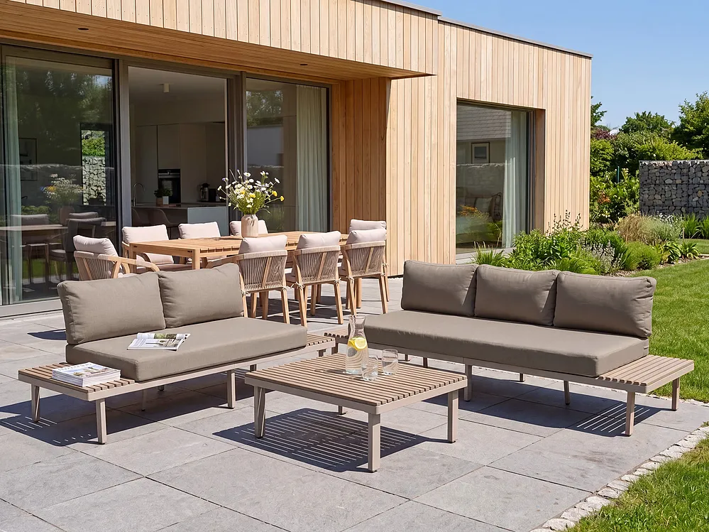 Sofabord til hagen FIVIZZANO 70 cm 90 cm Akasietre Beige_1159423