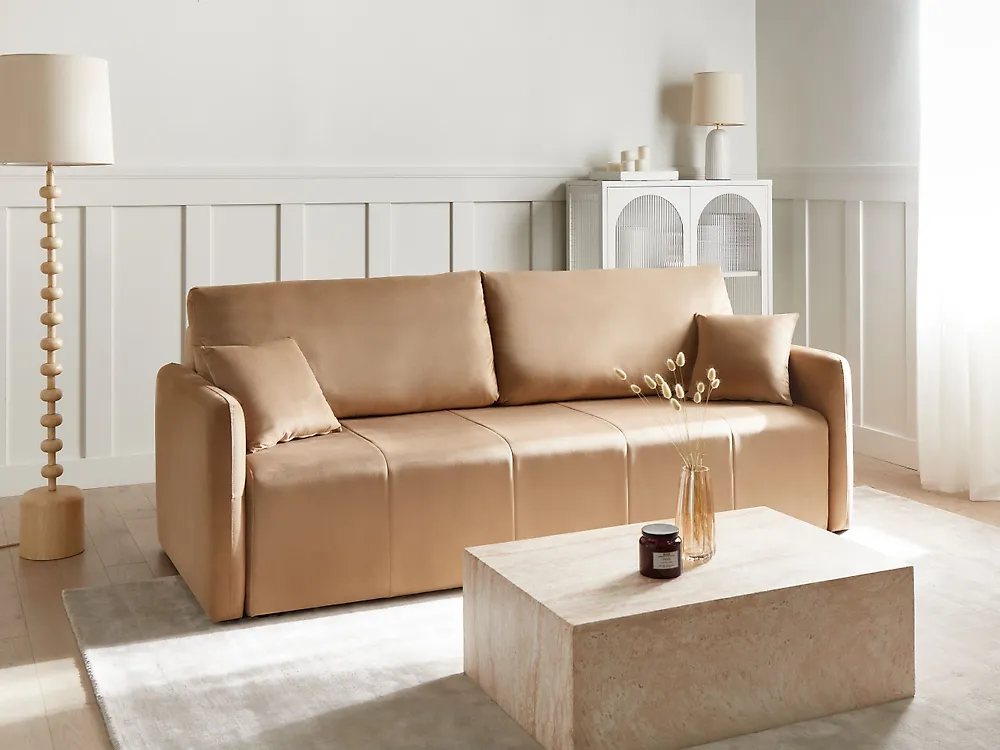 Bäddsoffa 3-sits EGGE Sammet Ljusbrun_1186155