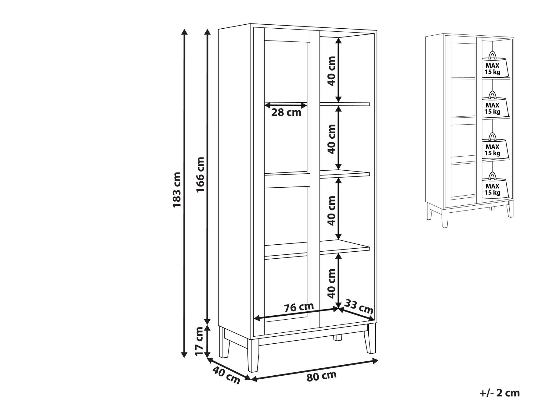 Vitriini RUMSON 80 cm Vaaleanruskea_913787
