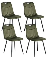 Set med 4 matstolar ARGYLE Sammet Mörkgrön_995876