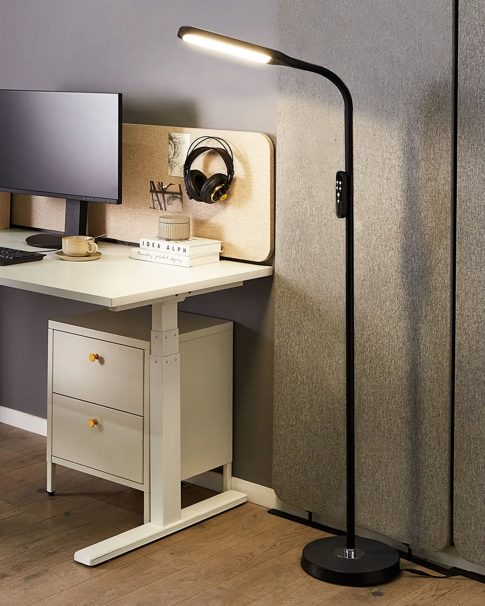 LED Floor Lamp ARIES with Dimmer Metal Black