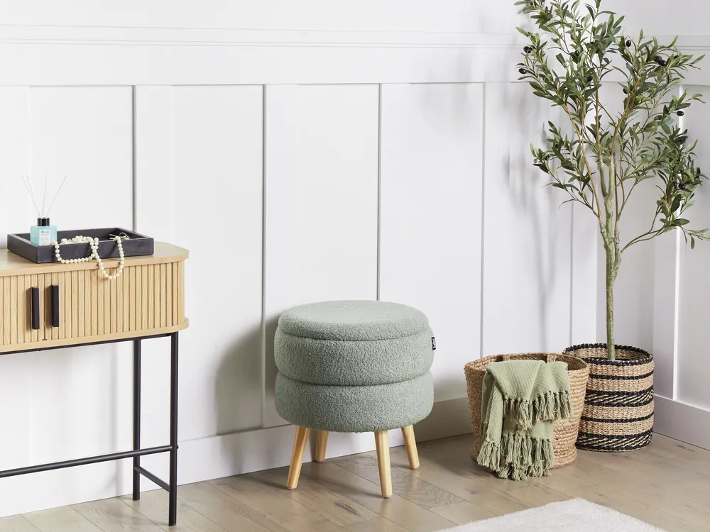 Storage Stool OKATON Boucle Green
