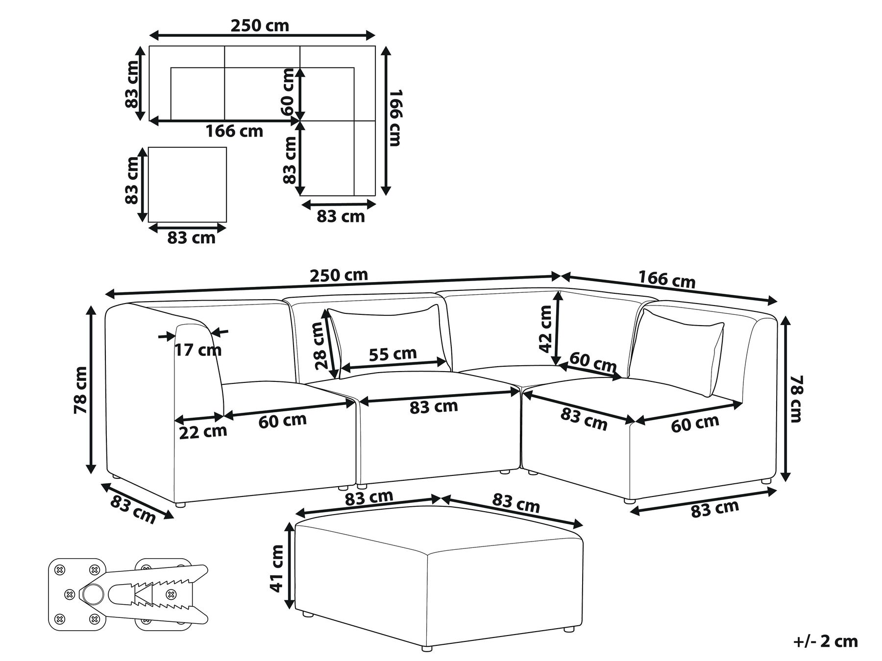 Modular Corner Sofa 4 Seater LEMVIG Corduroy Green Left Hand_1053580
