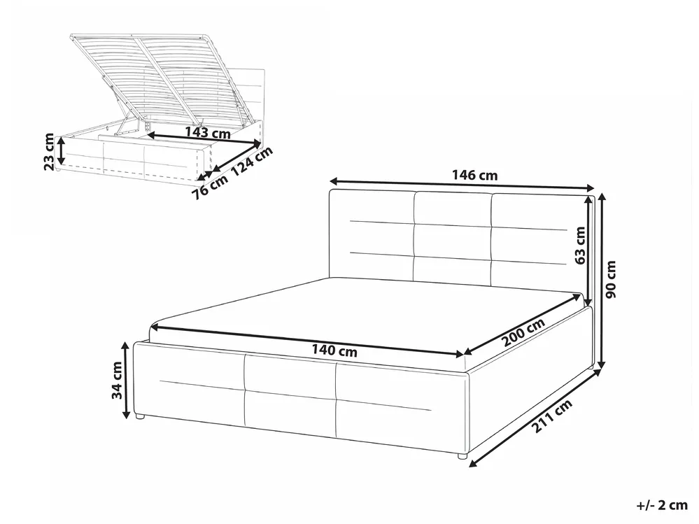 Ottoman Bed MASSOGNES Boucle Taupe 140 x 200 cm_1030456