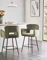 Set of 2 Bar Chairs SANILAC Velvet Olive Green