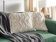 Set med 2 prydnadskuddar KIRIKKALE 45 x 45 cm Bomull Ljusbeige Geometriskt tryck_905441