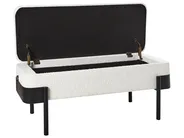 Klädd förvaringsbänk WARREN Chenille Off-White_962124