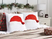 Set med 2 prydnadskuddar PRETZEL 45 x 45 cm Bomull Vit Julmotiv_1079228