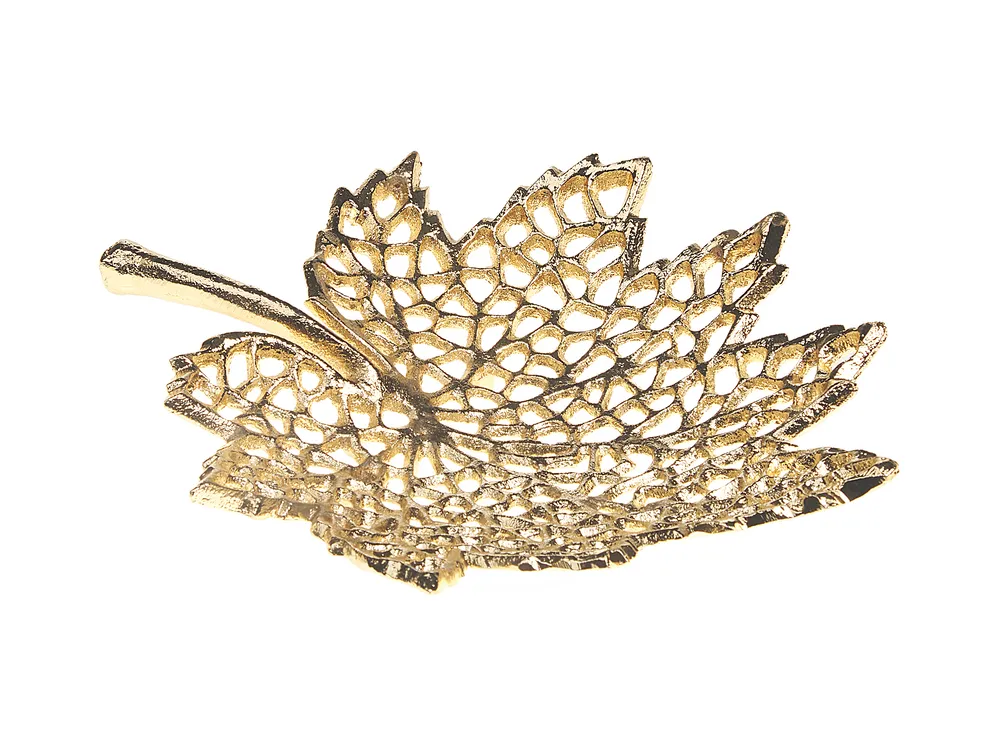 Set med 3 prydnadsfat Löv PEMALI Metall Guld_848967