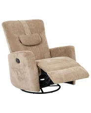 Rocking Recliner Chair REA Swivel Chenille Light Brown_1100115