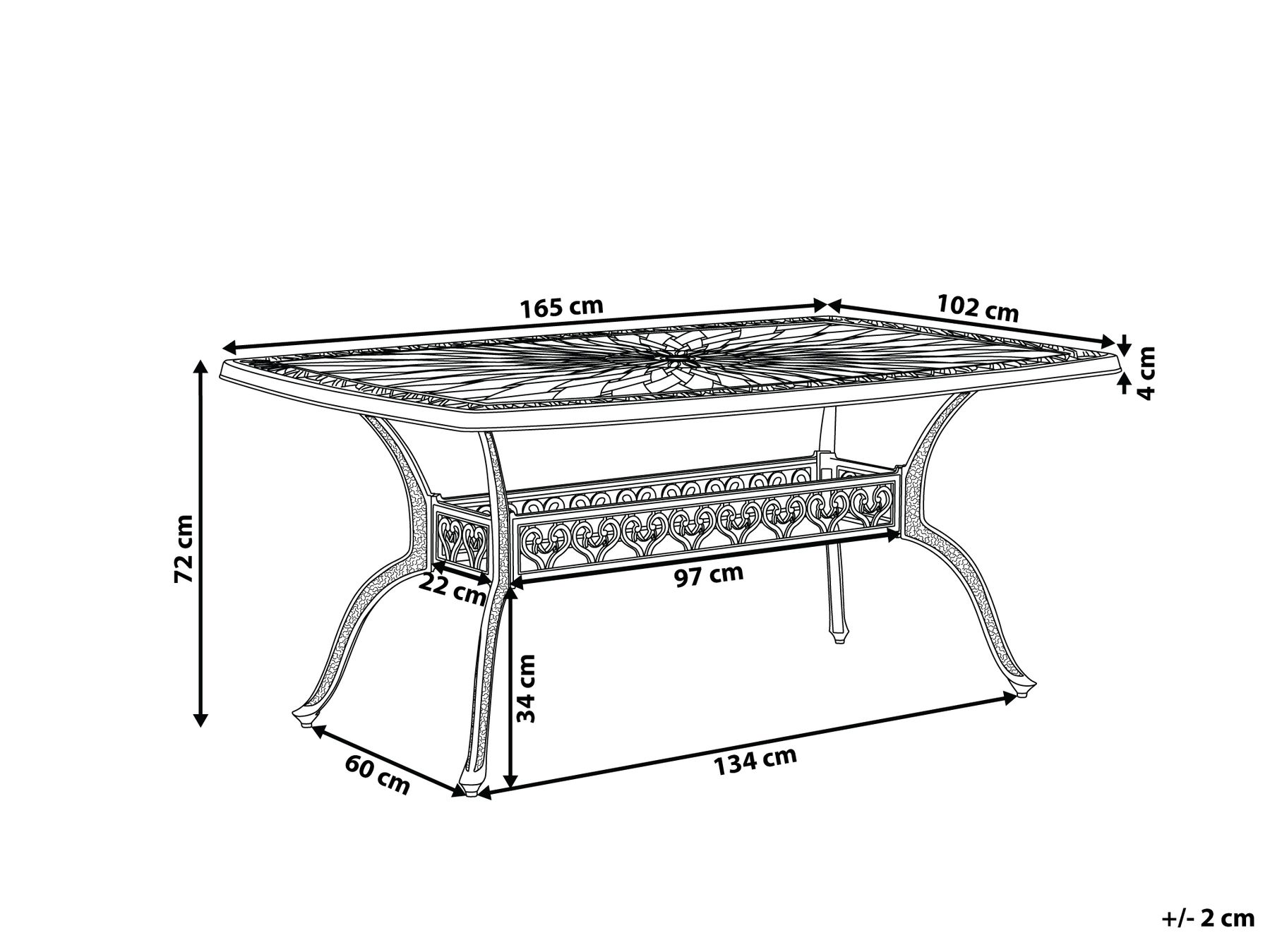 Garden Dining Table LIZZANO 165 cm 102 cm Metal Dark Brown_765540