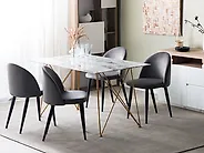Matbord KENTON Vit marmor 140 cm 80 cm Härdat glas_1172091