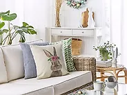 Set med 2 prydnadskuddar TULIPA 45 x 45 cm Taupe_1178327