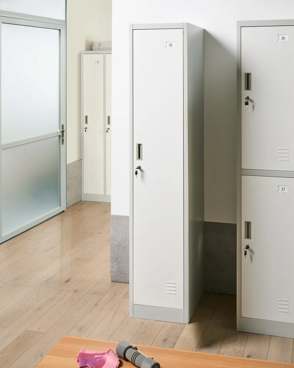 Single Door Storage Locker ATHLETE Metal Grey/ White