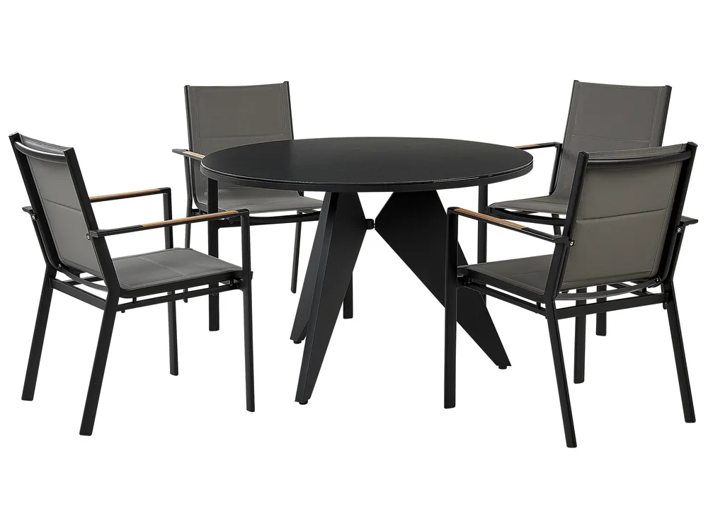 Garden Dining Set 4 Seater OLMETTO/BUSSETO Metal Black