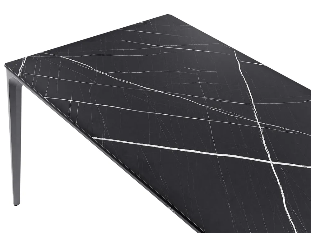 Garden Dining Table SOVARETO 180 cm 90 cm Marble Effect Black Marble_1008403