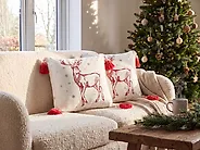 Set of 2 Decorative Cushions VALLOTA 45 x 45 cm Cotton White Christmas Motif_1187903