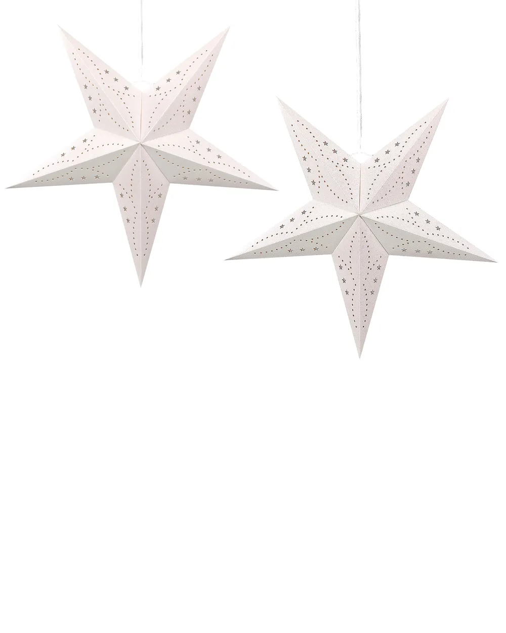 Set of 2 Hanging Decorations LED MOTTI 60 cm Star White