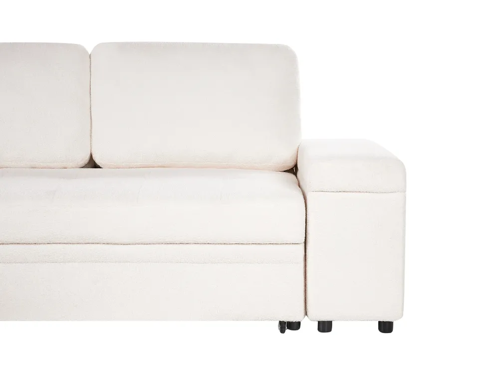 Hörnbäddsoffa 3-sits HRISEY med förvaring Bouclé Vit Högervänd_956073