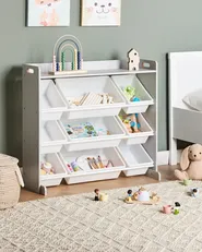 Shelf with 9 Storage Boxes COLLIE 78 cm Grey_963108