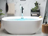 Freestanding Hot Tub with LED NEVIS 1700 x 800 mm White_798684